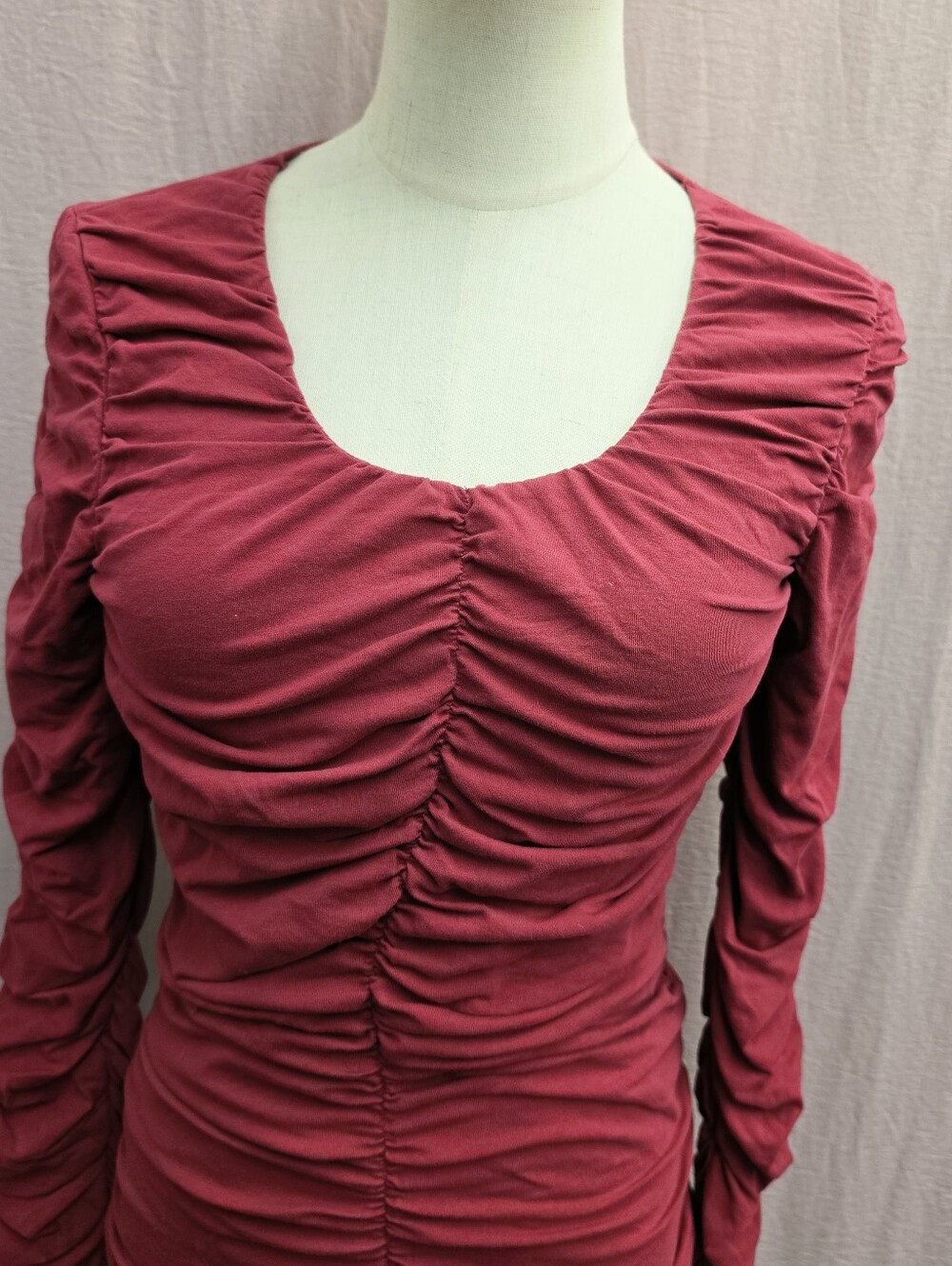 NWOT! Sundance Rosalind Ruched Long Sleeve Top- Raspberry Red, Small - Picture 4 of 7